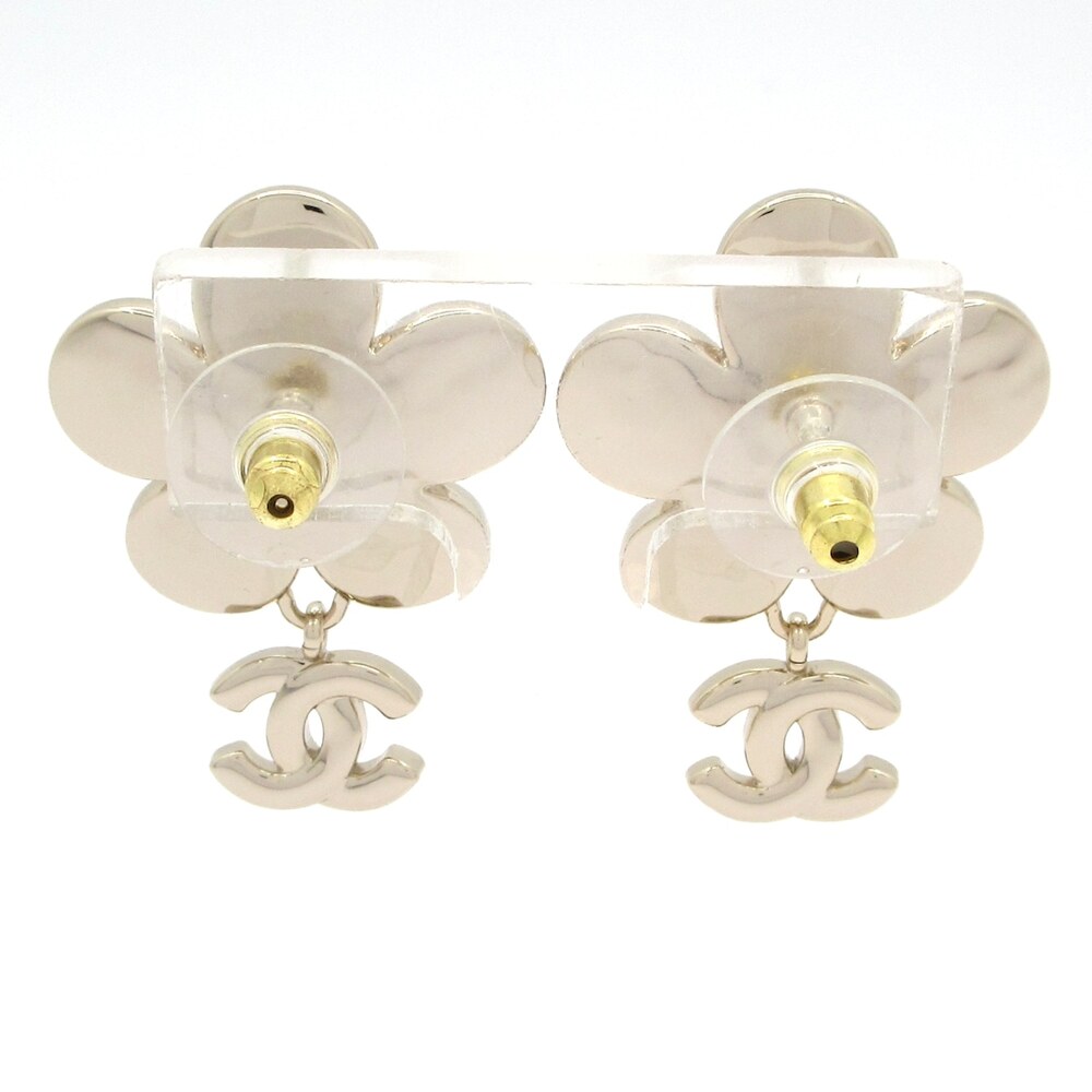 Chanel Coco Earrings Gold Light Blue Clear - Picture 3 of 7